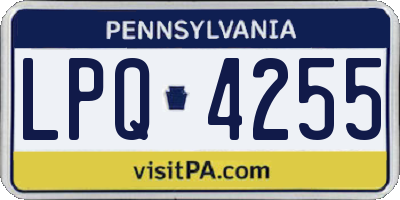 PA license plate LPQ4255