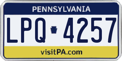 PA license plate LPQ4257