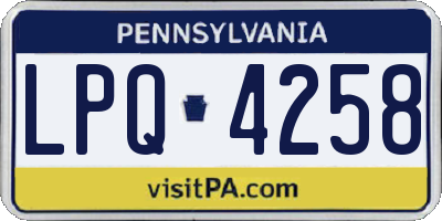 PA license plate LPQ4258