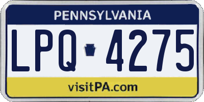 PA license plate LPQ4275