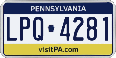 PA license plate LPQ4281