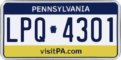 PA license plate LPQ4301
