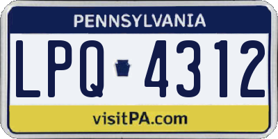 PA license plate LPQ4312