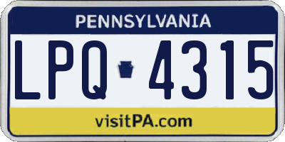PA license plate LPQ4315