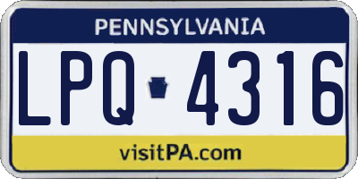 PA license plate LPQ4316