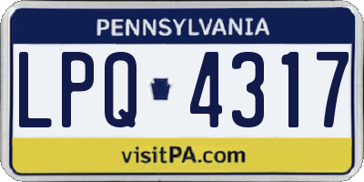 PA license plate LPQ4317