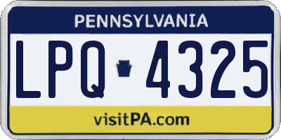 PA license plate LPQ4325