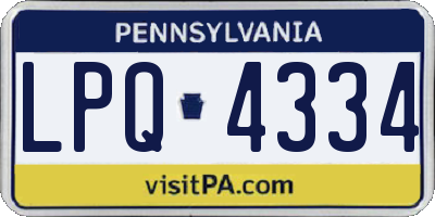 PA license plate LPQ4334