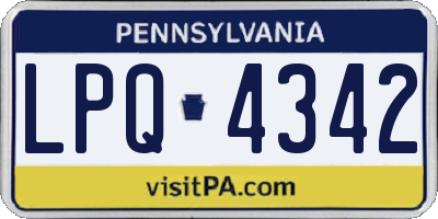 PA license plate LPQ4342