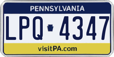 PA license plate LPQ4347