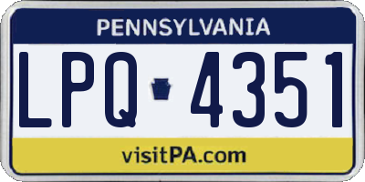 PA license plate LPQ4351