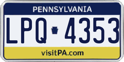 PA license plate LPQ4353