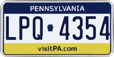 PA license plate LPQ4354