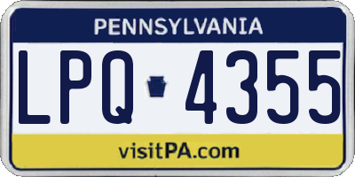 PA license plate LPQ4355