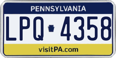 PA license plate LPQ4358