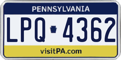 PA license plate LPQ4362