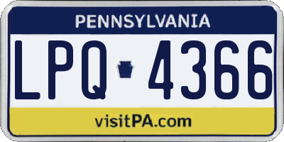 PA license plate LPQ4366