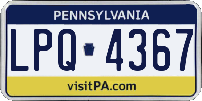 PA license plate LPQ4367