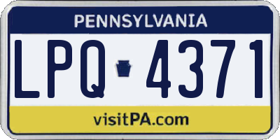 PA license plate LPQ4371