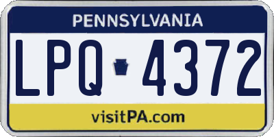 PA license plate LPQ4372