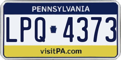 PA license plate LPQ4373