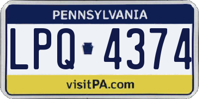 PA license plate LPQ4374