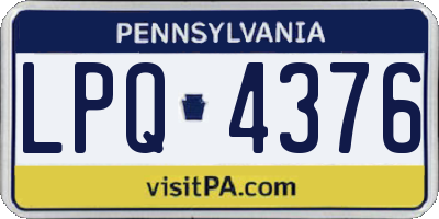 PA license plate LPQ4376