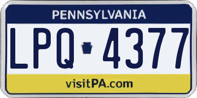 PA license plate LPQ4377