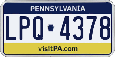 PA license plate LPQ4378