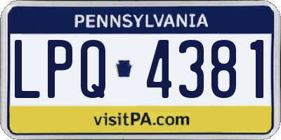 PA license plate LPQ4381