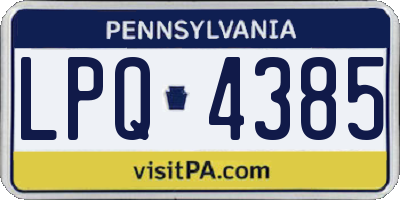 PA license plate LPQ4385