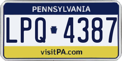 PA license plate LPQ4387