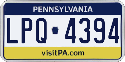 PA license plate LPQ4394
