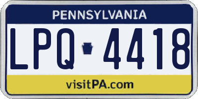 PA license plate LPQ4418
