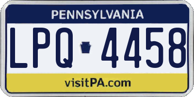 PA license plate LPQ4458