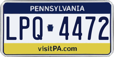 PA license plate LPQ4472