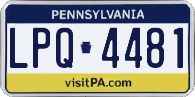 PA license plate LPQ4481