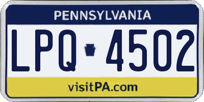 PA license plate LPQ4502