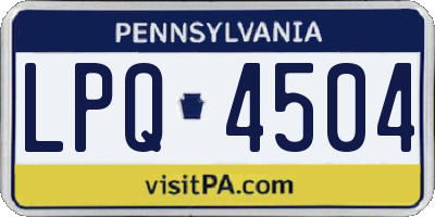 PA license plate LPQ4504