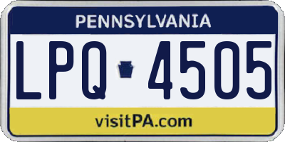 PA license plate LPQ4505