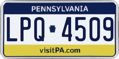 PA license plate LPQ4509