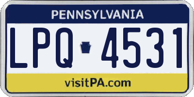 PA license plate LPQ4531