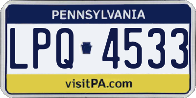 PA license plate LPQ4533