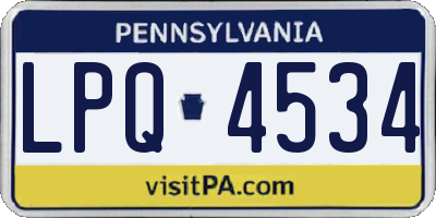 PA license plate LPQ4534