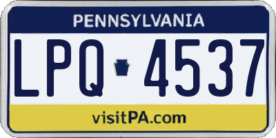 PA license plate LPQ4537