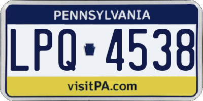 PA license plate LPQ4538