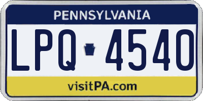 PA license plate LPQ4540