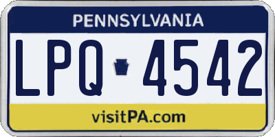 PA license plate LPQ4542