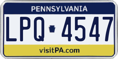 PA license plate LPQ4547