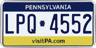 PA license plate LPQ4552